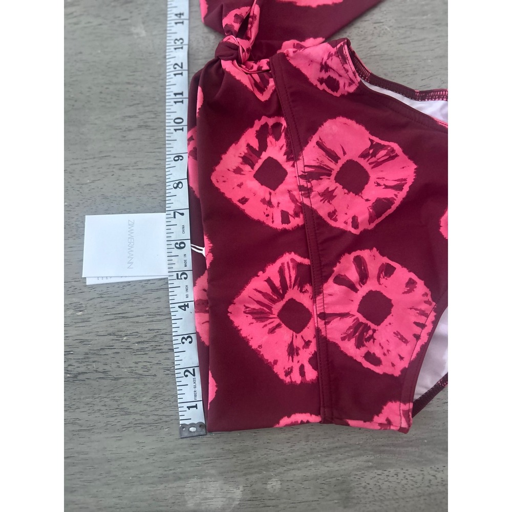 Zimmermann High Waisted Bikini Bottoms Burgundy Pink Tie Dye‎ Side Tie Size 0 - Picture 9 of 11